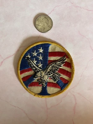 Embroidered Sew-On Patch - EAGLE FLAG PEACE RED WHITE AND BL UE - NOS - Image 1 of 2
