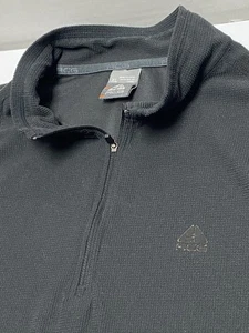 Nike ACG 1/4 Zip Pullover Mens XL Black Outdoor Hiking Waffle Knit Logo - Picture 1 of 7