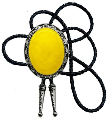 Corbata Bolo con Piedra Natural Estilo Piedra Turquesa Genuina y Cuerda de Cuero de Vaca Mo... Foto 1 de 4