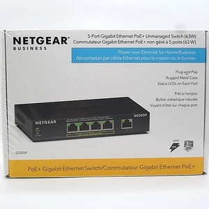 Netgear GS305P 5-Port Gigabit Ethernet PoE+ Unmanaged Switch 63W Metallgehäuse - Bild 1 von 7