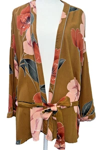 O’Neill Kimono mit Gürtel Lotusblumen Viskose Gr. M. Surfer, Boho, Granola Girl - Bild 1 von 11