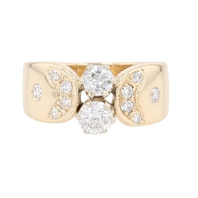 .58ctw Round Cut Diamond Two-Stone Engagement Ring 14k Multi-Tone Gold Size 5.25 - Image 1 of 4