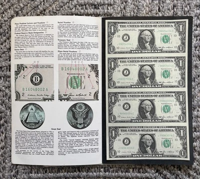 United States 1985 UNC 1 Dollar Uncut Sheet Dollars- In Folder - Image 1 of 3