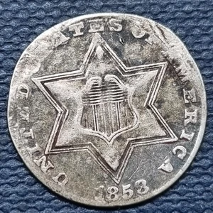 1858 Three Cent Piece 3c Silver Trime Better Grade XF #93508 - Picture 1 of 2