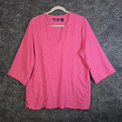 Top Lands' End para mujer L rosa mezcla de lino túnica suave playero Foto 1 de 4