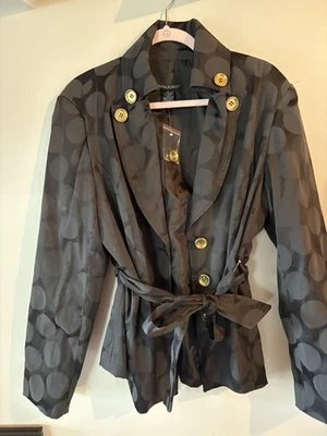 Blazer Cynthia Rowley Carbón Lunares Cinturón con Botones Dorados Para Mujer Grande Foto 1 de 4