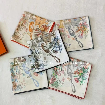 Bufanda envolvente de seda Sallys Heavy 18 Momme 2025 estampado futuro chal cuadrado 35" Foto 1 de 4