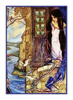 Pre Raphaelite Florence Harrison Lady of Shalott Counted Cross Stitch Pattern - Image 1 of 4