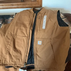 Chaleco de Trabajo Carhartt Forrado con Edredón Pato Aislante Tostado Bolsillo Interior/Salida XXL - Imagen 1 de 5