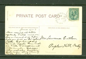 CANADA INDIAN POW WOW WETASKIWIN ALTA PPC 1907 TO POPLAR HILL ONT - Picture 1 of 2