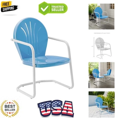 Cadeira externa elegante Griffith azul celeste - Design nostálgico de metal para todos os espaços - Imagem 1 de 4