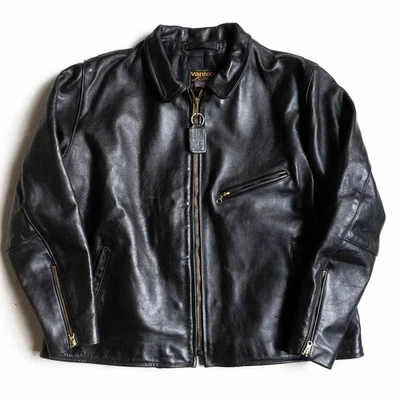 VANSON ENF Leather Jacket 54 Black Single Riders Motorcycle Biker Collared KING - Image 1 of 4