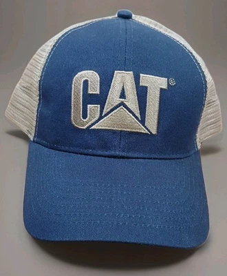 CAT Farm Equipment Tractors Trucker Mesh Cap One Size Navy/Blue/Tan Snap Back - Image 1 of 4