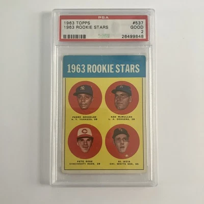 Tarjeta de béisbol 1963 Topps High #537 Pete Rose novato PSA 2 buena centrada Foto 1 de 4