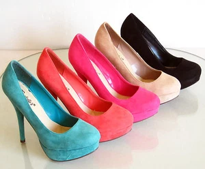 Neu Stilettos Plateau High Heel Pumps Wildleder pink schwarz 5 6 6,5 7 7,5 8 8,5 9 10 - Bild 1 von 6