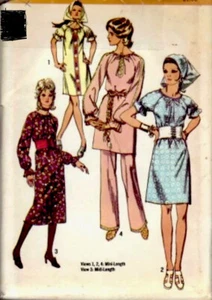 Rare 1970’s Misses Boho Dress Pants Belt Scarf Simplicity 9103 Sewing Pattern 14 - Picture 1 of 2