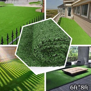 New Green Artificial Grass Rug 6 Ft. X 8 Ft. Patio Deck Indoor Outdoor Landscape - Picture 1 of 8