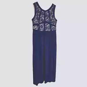 R&M Richards Damen marineblau und taupe maxi langes Kleid Kleid Größe 18W - Bild 1 von 11