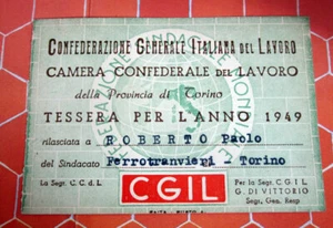 CGIL FERROTRANVIERI TORINO CARD 1949 - Picture 1 of 2