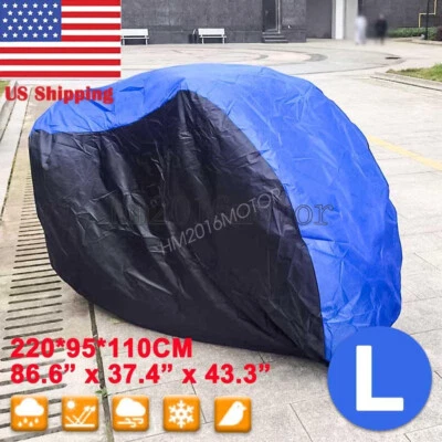 L Blue-Black Motorcycle Bike Cover Scooter  Dust  UV Protector - Image 1 of 4