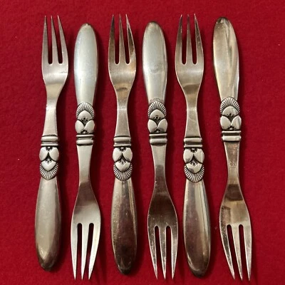 Juego de 6 tenedores de fruta de cactus Georg Jensen Dinamarca de plata de ley Foto 1 de 4