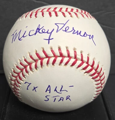 Mickey Vernon béisbol autografiado inscrito 7x All Star (ROMLB Was Senators) Foto 1 de 3