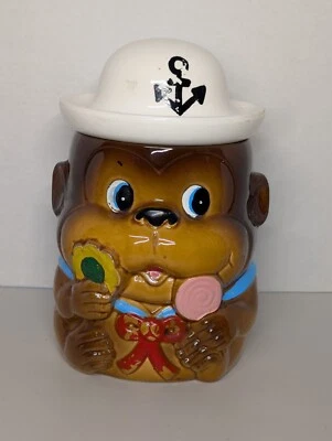 Vintage Ceramic Cookie Jar Sailor Monkey w Suckers - Japan  **FREE SHIPPING** - Image 1 of 4