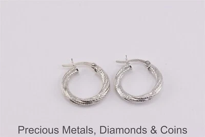 Серьги-кольца d/m из чистого серебра 19 мм x 19 мм x 3 мм текстурированные - Изображение 1 из 4