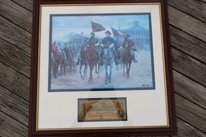 Rare! "Legends In Gray" by Mort Kunstler Framed Print w Confederate $5 Money - Picture 1 of 16