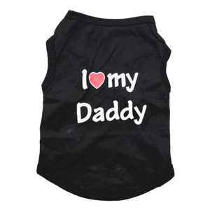 Lovely I Love My Daddy Mommy Small Dog Puppy Pet Cotton Clothes Sleeveless Vest - Picture 1 of 8