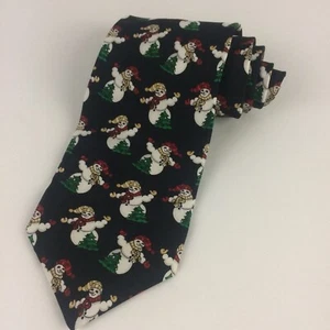 Corbata de colección sello distintivo muñeco de nieve árbol de Navidad corbata seda vacaciones tradiciones fiesta - Imagen 1 de 9