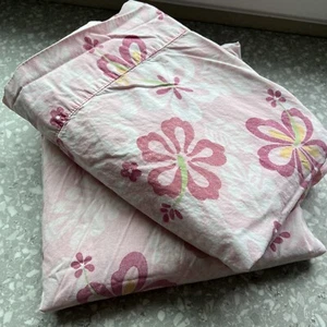 2 Pottery Barn Kids Twin Pink Hibiscus Hawaiian Surf Flat Sheets & 2 Pillowcases - Picture 1 of 4