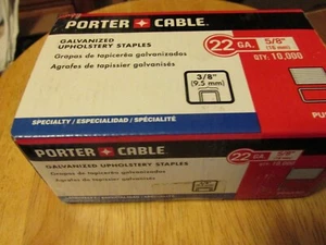 PORTER CABLE GALVANIZED UPHOLSTERY STAPLES 3/8" 22 GAUGE 10000 count PU558G NEW! - Picture 1 of 9