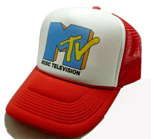 De colección Mtv Sombrero Música Televisión Camionero Sombrero Snapback Rojo Gorra Ajustable - Imagen 1 de 2