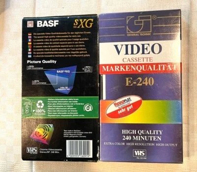 2 x Video-Leerkassette  VHS  240 min Neu, ungeöffnet BASF SXG + General Technik - Bild 1 von 4
