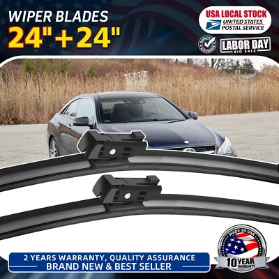 For Mercedes-Benz CLS63 AMG S 14-17 Front L & R Windshield Wiper Blades 24"+24" - Imagem 1 de 4
