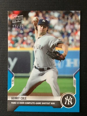 Topps Now Gerrit Cole Parallel Blue-#487-7/10/2021-29 of 49-NY Yankees-free ship - Image 1 of 3