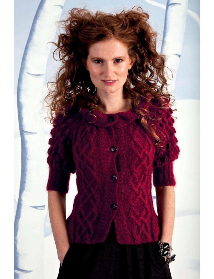 Knitting Pattern copy Ladies Designer mohair 4ply cable  cardigan 33-43"  844F - Image 1 of 4