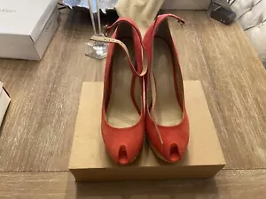 Zara Wedge Peeptoe sandal 39 Orange - Picture 1 of 6