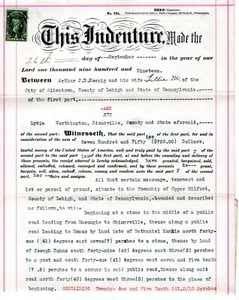 Francobolli delle Entrate USA - 1919 Documento di contratto con francobolli delle entrate (E820) - Foto 1 di 2