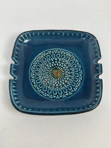Vintage Mid Century italienische Keramik Aschenbecher blau erhaben Italien Marke 7 Zoll - Bild 1 von 6