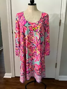 Lilly Pulitzer Serene Blue Big Escapade Emma Dress Women's Large NWT - Imagen 1 de 3