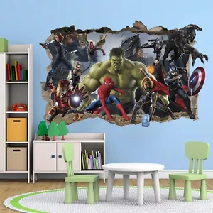 Superheros Hulk Spiderman Avengers Smashed Wall Decal Sticker 3D Wall Decor - Foto 1 di 5