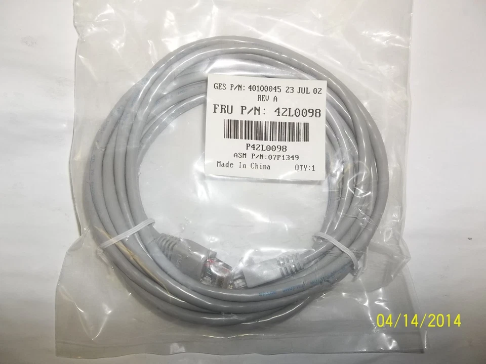 IBM CAT5 Patch Grey 4.3m Cable NEW 42L0098 - Image 1 of 2
