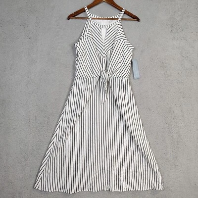 Vestido para mujer London Times 6 negro blanco a rayas ojo de cerradura frontal corbata halter nuevo con etiquetas Foto 1 de 4