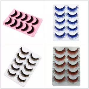 5 Pairs False Eyelashes 3D Handmade Reusable Purple Soft Natural Eye Lashes 9L - Picture 1 of 15