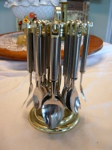 23 Piece HANGING CUTLERY SET: Stainless Steel Knives, Forks, Spoons on Round Rac - Picture 1 of 3
