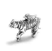 Guaranteed 925 Sterling Silver Detailed 3D Tiger Big Cat Charm Pendant