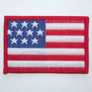 AMERICAN FLAG EMBROIDERED PATCH iron-on Red BORDER USA US United States - Picture 1 of 5