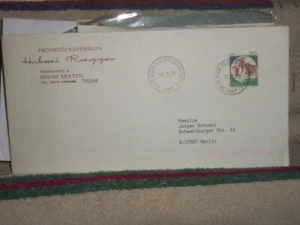 COVER FRUHSTUCKSPENSION HURBERT RAGGER PM PUSTERIA-SEXIEN TO BERLIN W/LETTER #10 - Picture 1 of 5